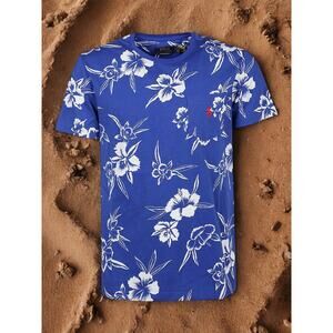 Polo Ralph Lauren Men’s L Classic Fit Floral Jersey T-Shirt Blue Hibiscus EUC